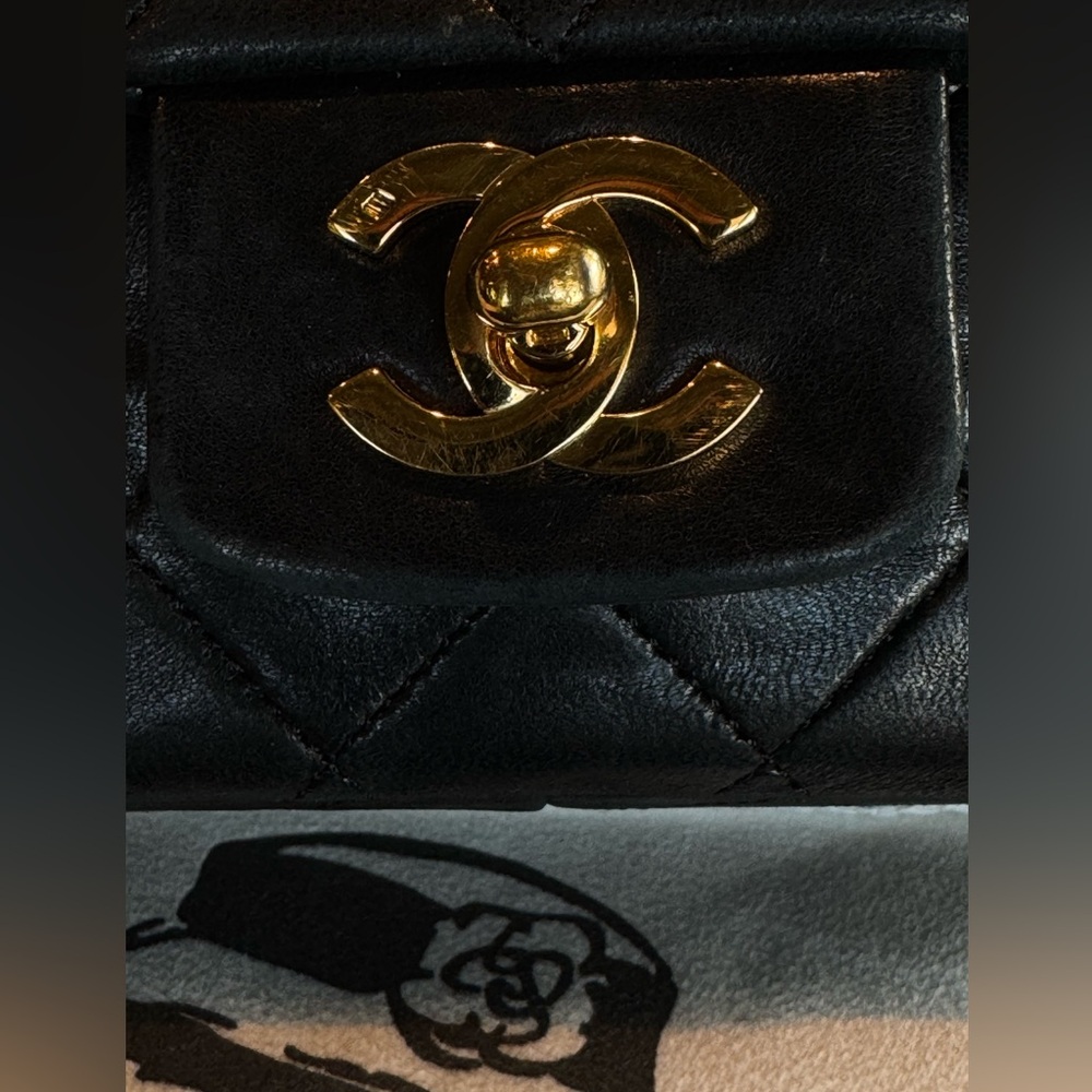 CHANEL Vintage CC Single Flap Bag Lambskin 24K Gold Black Karl Lagerfeld - Picture 12 of 17